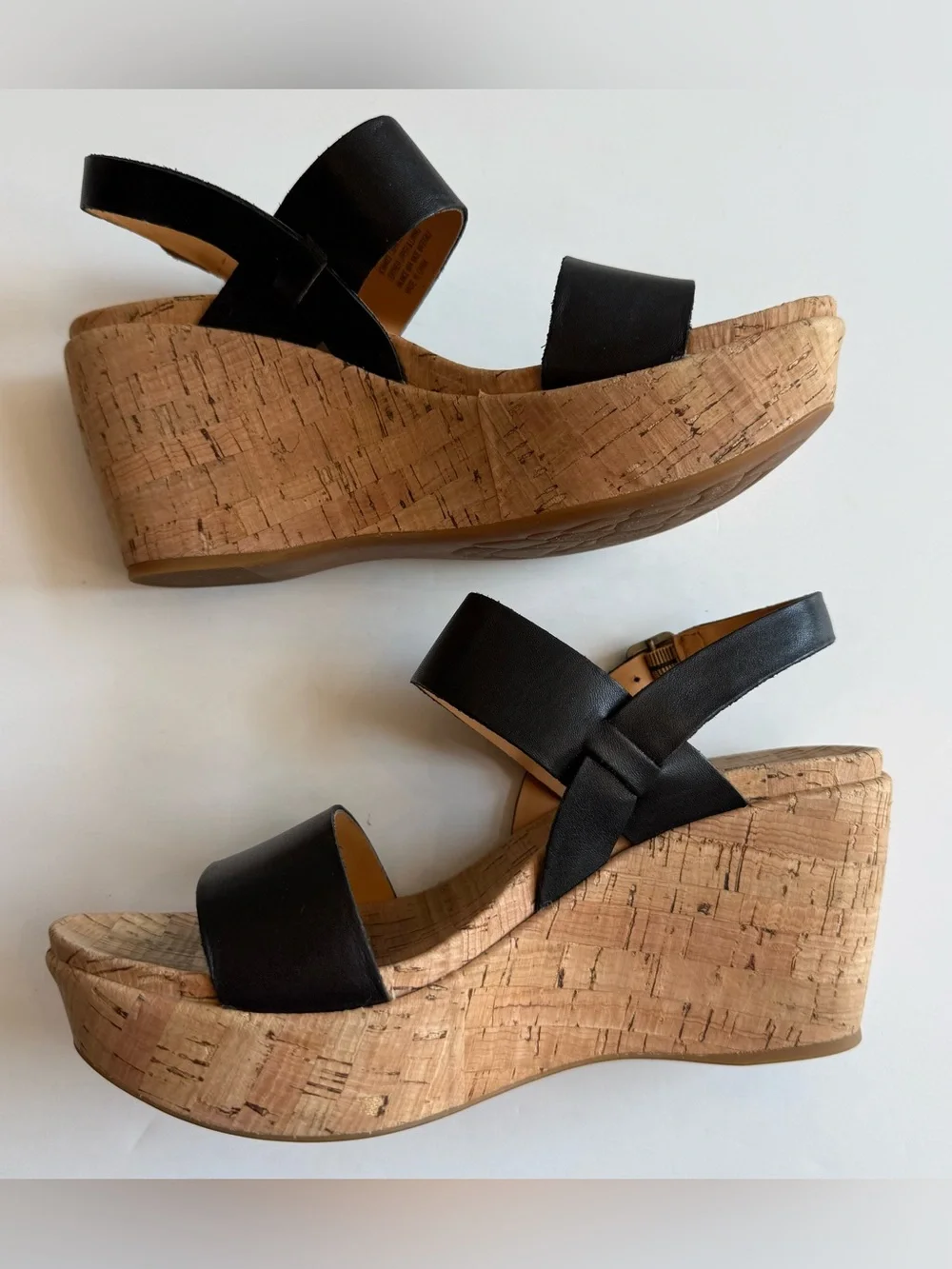 Kork Ease Austin Platform Wedge Women’s 8 M Black Leather Sandal Comfortable